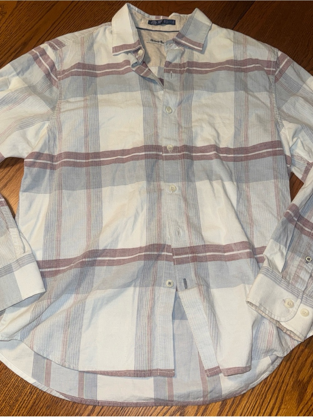 Tommy Bahama Gray snd red Button-Down Shirt cord flannel